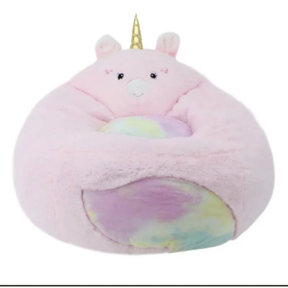 Your Zone Kids, Pink Soft Plush Unicorn Large Bean Bag Chair, Girls Kids 2.25 ft - Picture 5 of 11